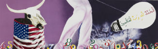 James Rosenquist, <em>The Xenophobic Movie Director or Our Foreign Policy</em>, 2011 15-color lithograph 63.5 x 147.3 cm (25 x 58 in), Edition of 42. Image: Courtesy of Gemini G.E.L.