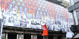 Yinka Shonibare’s mural covering the Royal Academy of Arts in London. Courtesy: The Royal Academy of Arts, London 
