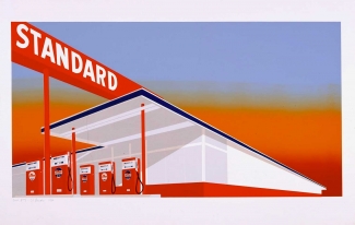 Ed Ruscha, Standard Station, 1966, Color screen print. Published by Audrey Sabol, Villanova, PA, Fine Arts Museums of San Francisco. © Ed Ruscha