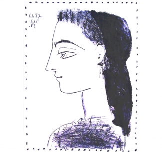 Pablo Picasso, Jacqueline with Black Handkerchief, 1958, Lithograph. Courtesy: Gilden’s Arts Gallery, London