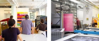 Left: Mel Bochner. Right: In the studio. Courtesy: Two Palms, New York