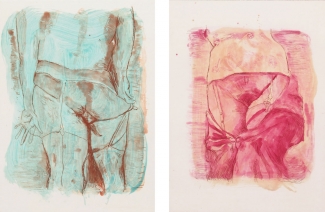 Left: Martin Kippenberger, Hinter, 1996, Aquatint etching. Right: Martin Kippenberger, Hinter, 1996, Aquatint etching. Courtesy: Niels Borch Jensen, Copenhagen