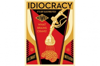 Shepard Fairey, Idiocracy, 2016. All proceeds made from the sale of the limited edition poster benefit the League Of Women Voters. Source: Instagram #obeygiant
