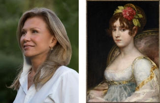 Left: Alicia Koplowitz, President of the Grupo Omega Capital. © José Manuel Ballester. Right: Francisco de Goya y Lucientes, Portrait de la comtesse de Haro, 1802/1803. © Collection Alicia Koplowitz/Grupo Omega Capital