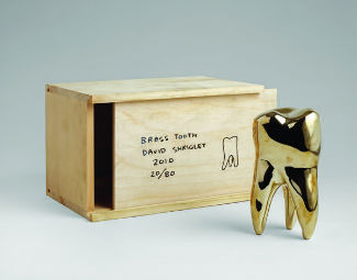 David Shrigley, Brass Tooth, 2010, Solid polished brass, wooden box. Courtesy: The Multiple Store, London 