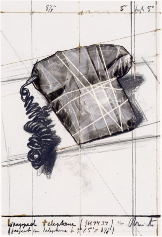 Christo, Telephone 12th Anniversary GJP, 1988, Lithograph, collage. Courtesy: Polígrafa, Barcelona 