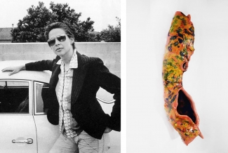 Left: Lynda Benglis from an advertisement in the April 1974 issue of Artforum. Image: via Wikimedia Commons. Right: Lynda Benglis, Bird’s Nest # 10, 2016, Glazed ceramic, Edition of 18. Courtesy of fineartmultiple and Benefit Print Project