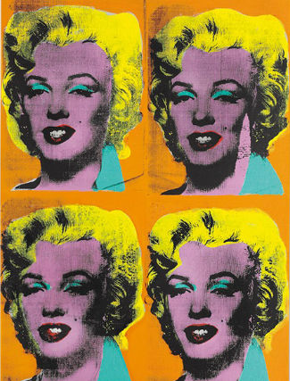 Andy Warhol, Four-Marilyns, 1961, Acrylic, silkscreen ink and graphite on canvas. © Christie's Images Ltd 2015