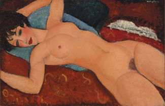 Amedeo Modigliani, Reclining Nude, 1917, Oil on canvas. Courtesy: Christie's, New York