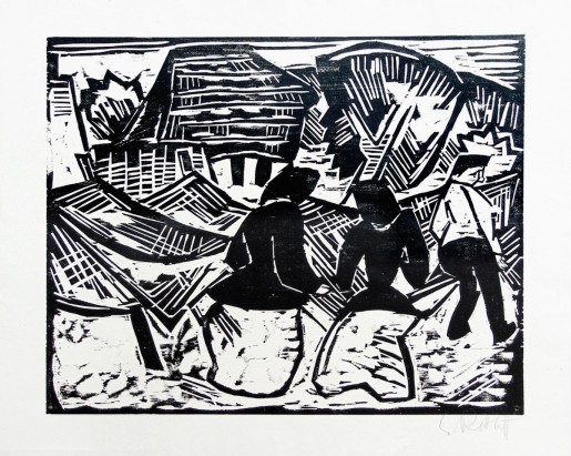 Karl Schmidt-Rottluff, By the Nets | Bei den Netzen, 1917