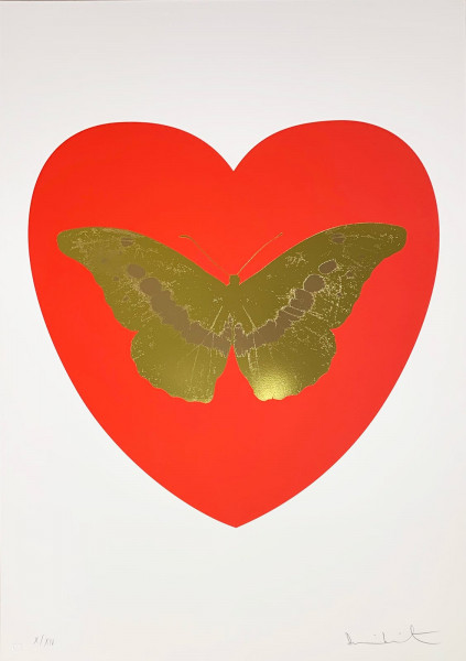 Damien Hirst, I Love You - Red/Oriental Gold/Cool Gold, 2015