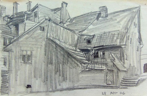 Lyonel Feininger, Hinterhof in oder um Weimar (Backyard in or near Weimar), 1906