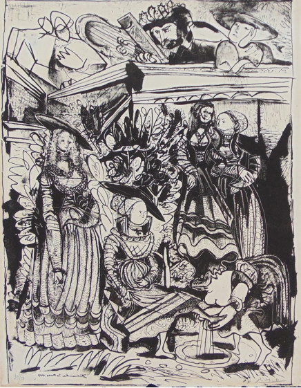 David and Bathsheba (After Lucas Cranach) II by Pablo Picasso