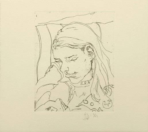 Barry Flanagan, Annabelle asleep on train, 2008