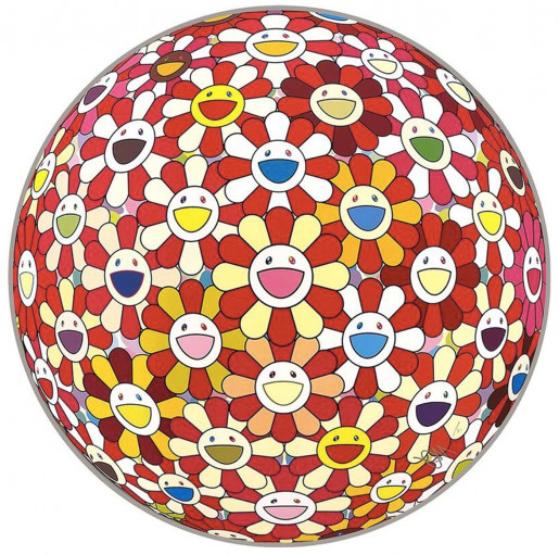 Takashi Murakami, Flowerball: Koi/Red-crowned Crane Vermilion, 2017