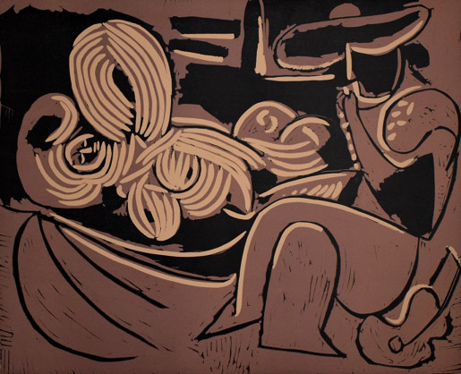 Pablo Picasso, Woman Reclining and Man with a Guitar (Femme couchée et homme à la guitare), 1959