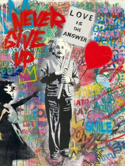 Einstein with Balloon Girl by Mr. Brainwash
