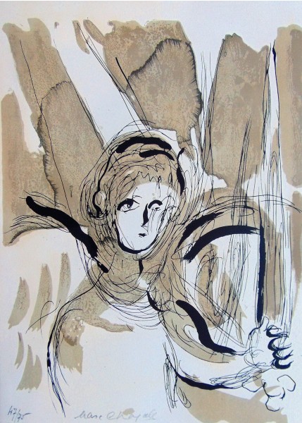 Marc Chagall, Angel with Sword, from “The Bible” (L’ange à l’épée), 1956