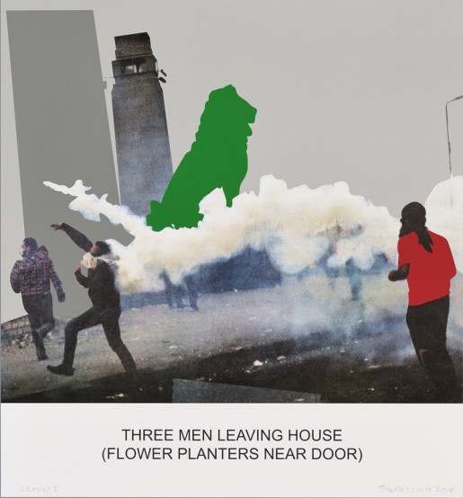 John Baldessari, The News: Three Men Leaving House..., 2014