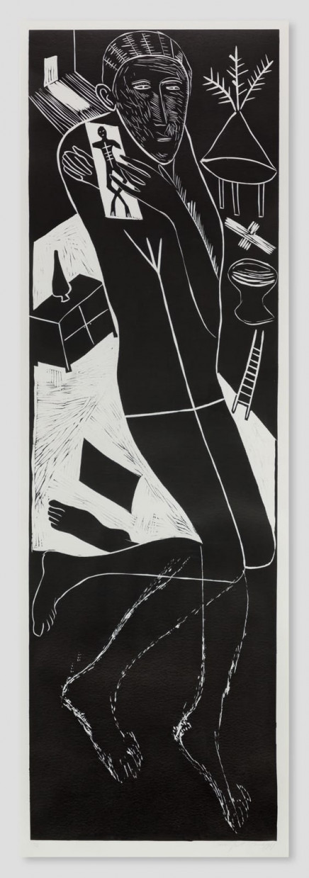 Atlantico II (Figure Kneeling with Ladder & Chest of Drawers) by Mimmo Paladino