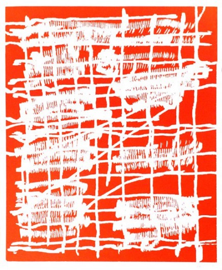 Woodcut orange by Günther Förg
