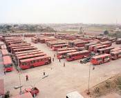 New public buses of LAGBUS Ltd at Ojota Bus Terminal, Lagos, Nigeria