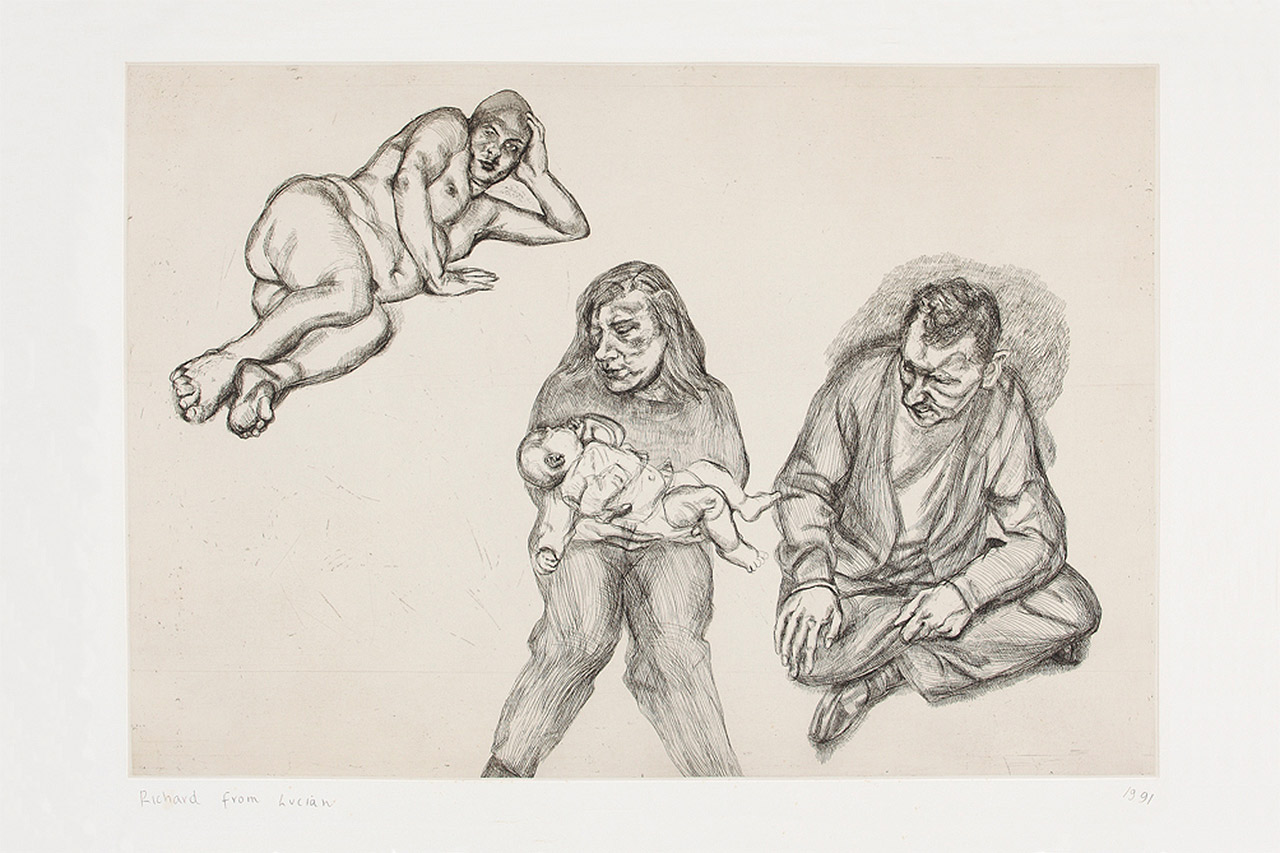 Lucian Freud, Four Figures, 1991, Etching, Edition of 40