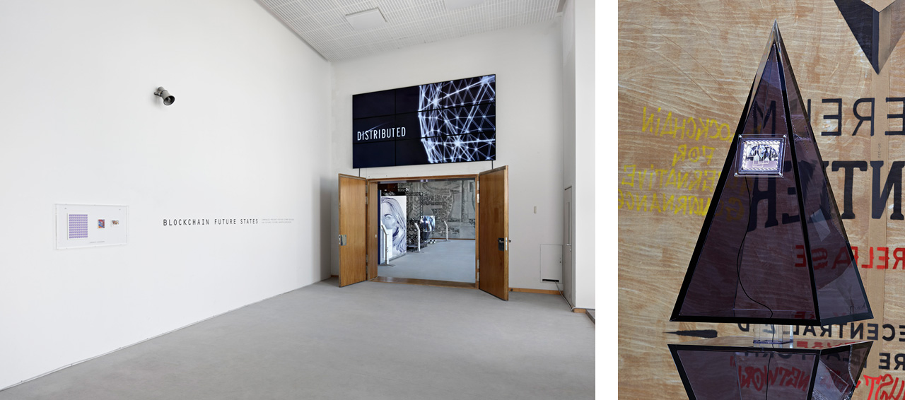 Simon Denny, Blockchain Visionaries, 2016, Future States trade fair booth with Linda Kantchev. Courtesy: Berlin Biennale. Images: © Hans-Georg Gaul Simon Denny, Blockchain Visionaries, 2016, Future States trade fair booth with Linda Kantchev