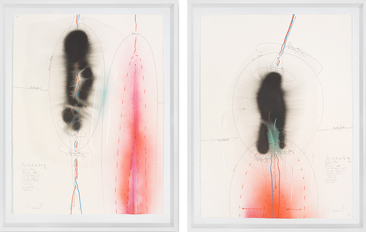 On the left Jorinde Voigt, Thank You But No Thank You, III, 2017 and on the right Jorinde Voigt, Thank You But No Thank You, II, 2017